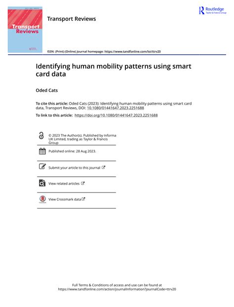 smart card journal articles|Articles Identifying human mobility patterns using smart card data.